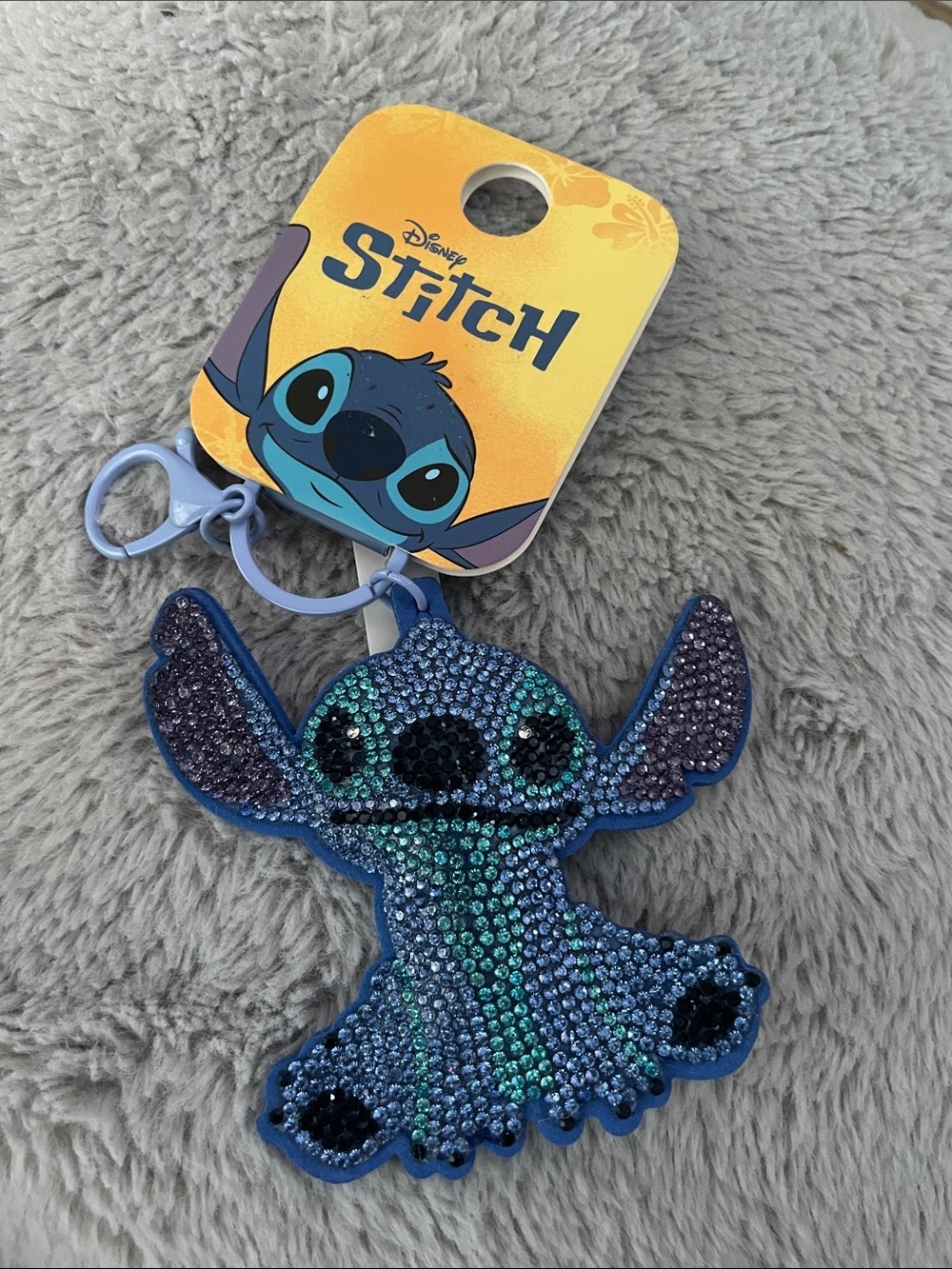 Disney Stitch Rhinestone Charm Keyring - Blue Teal